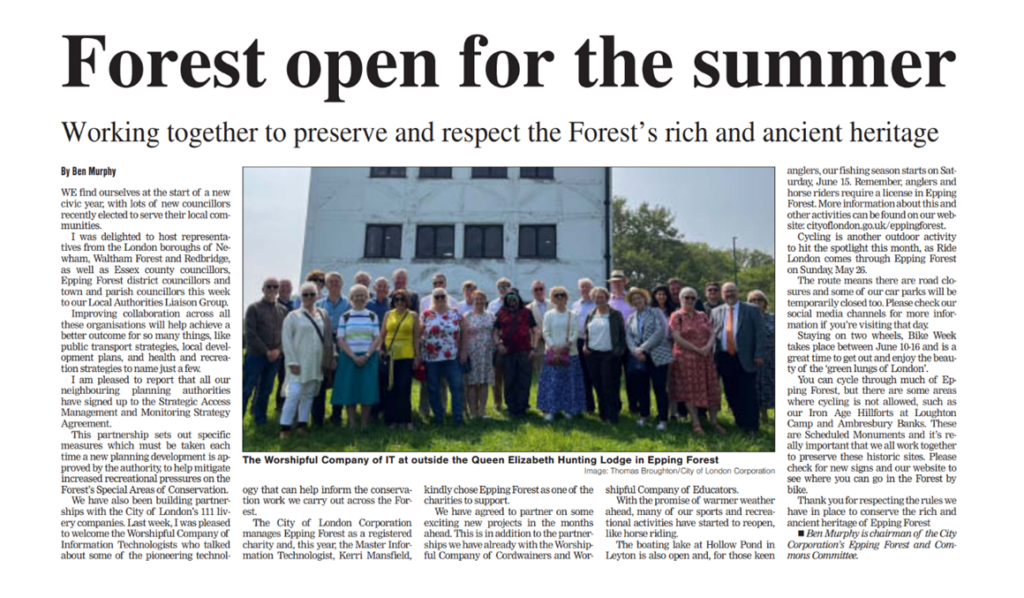 Epping Forest: Chairman’s Column – May 2024