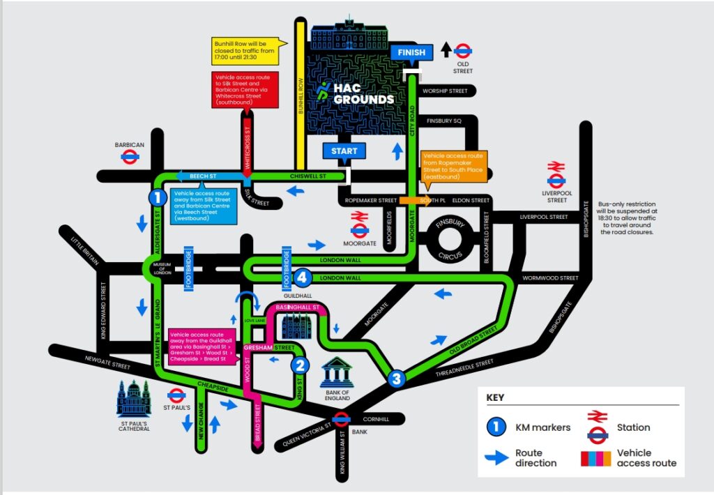 Standard Chartered Great City Race: 23rd July 2024 Road Closures