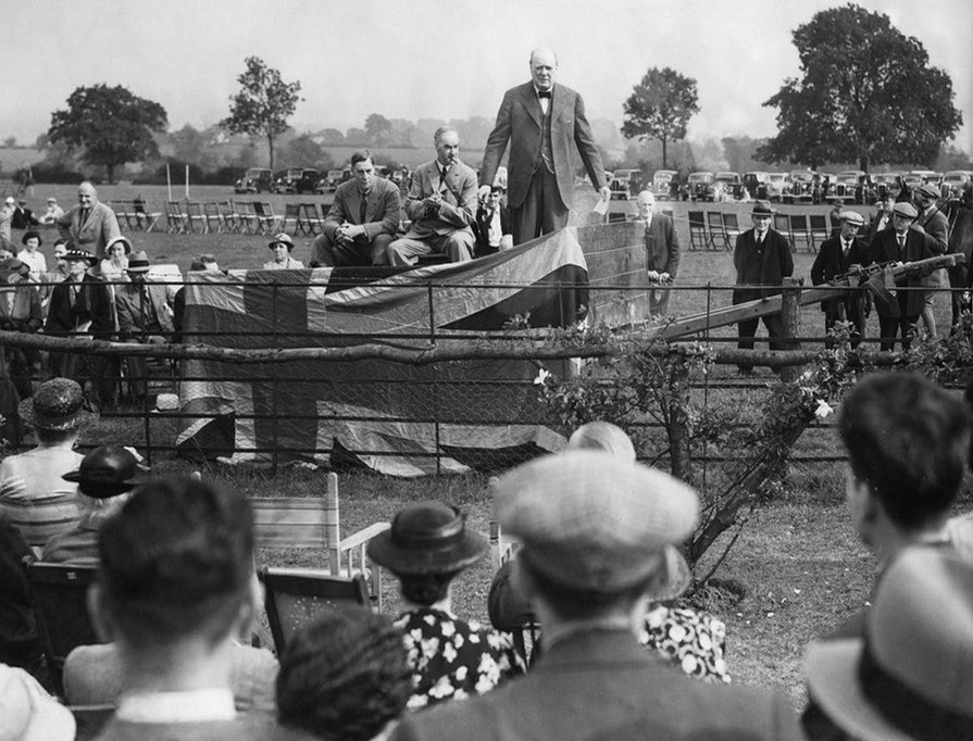 Sir Winston Churchill speaking on Epping Forest land at Theydon Bois Village Green